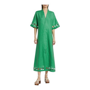 Women's Figue Adelaide Green Cut-Out Linen Midi Size L***. No belt